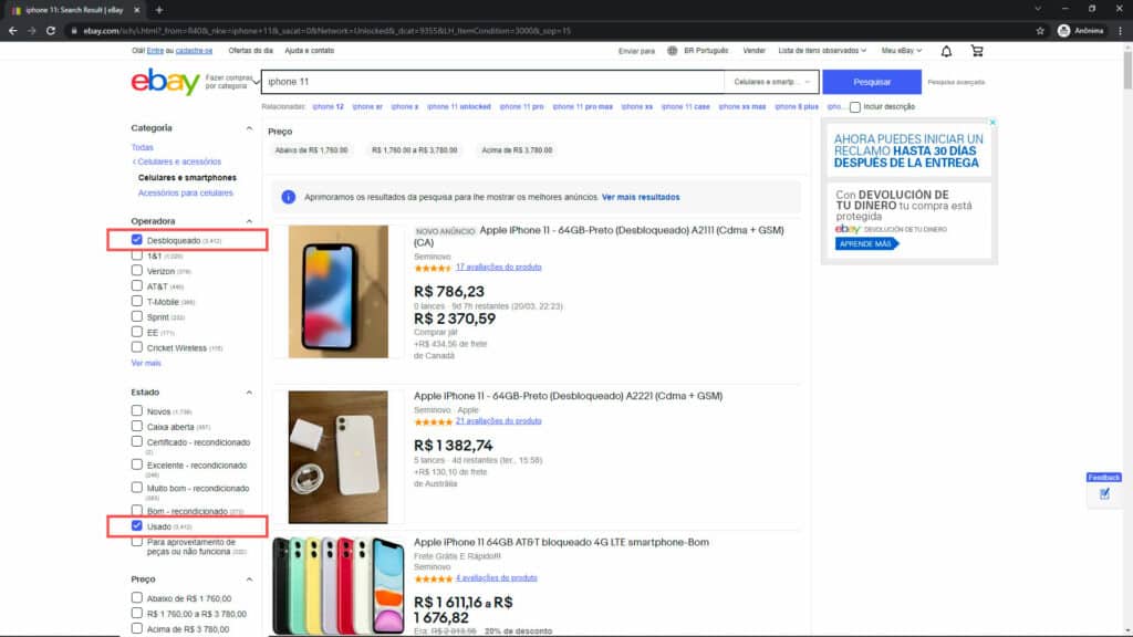 Onde comprar iPhone barato no Ebay passo a passo