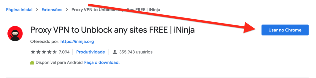 Como instalar a extensão ininja