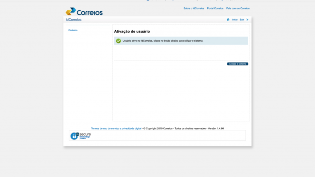 ativando a sua conta do idcorreios