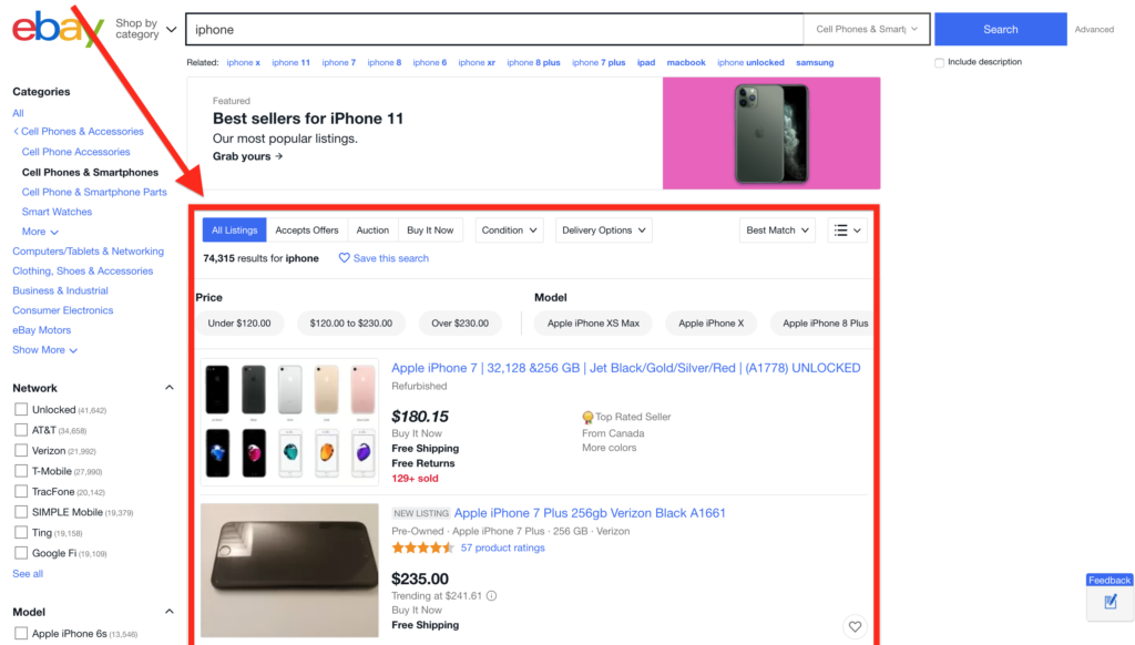 Lista de Produtos Ebay