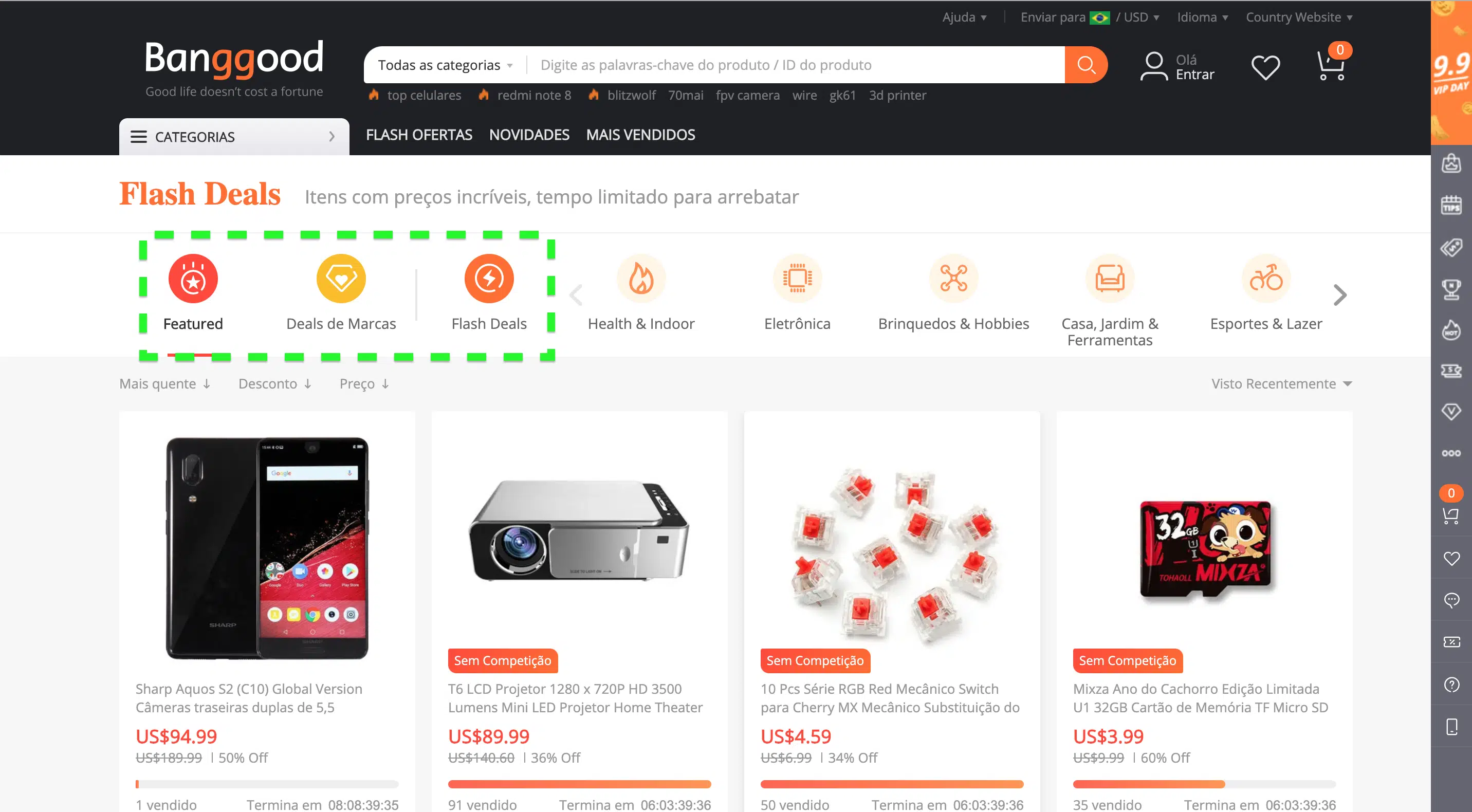 Captura de Tela do site BANGOOD | Flash Ofertas
