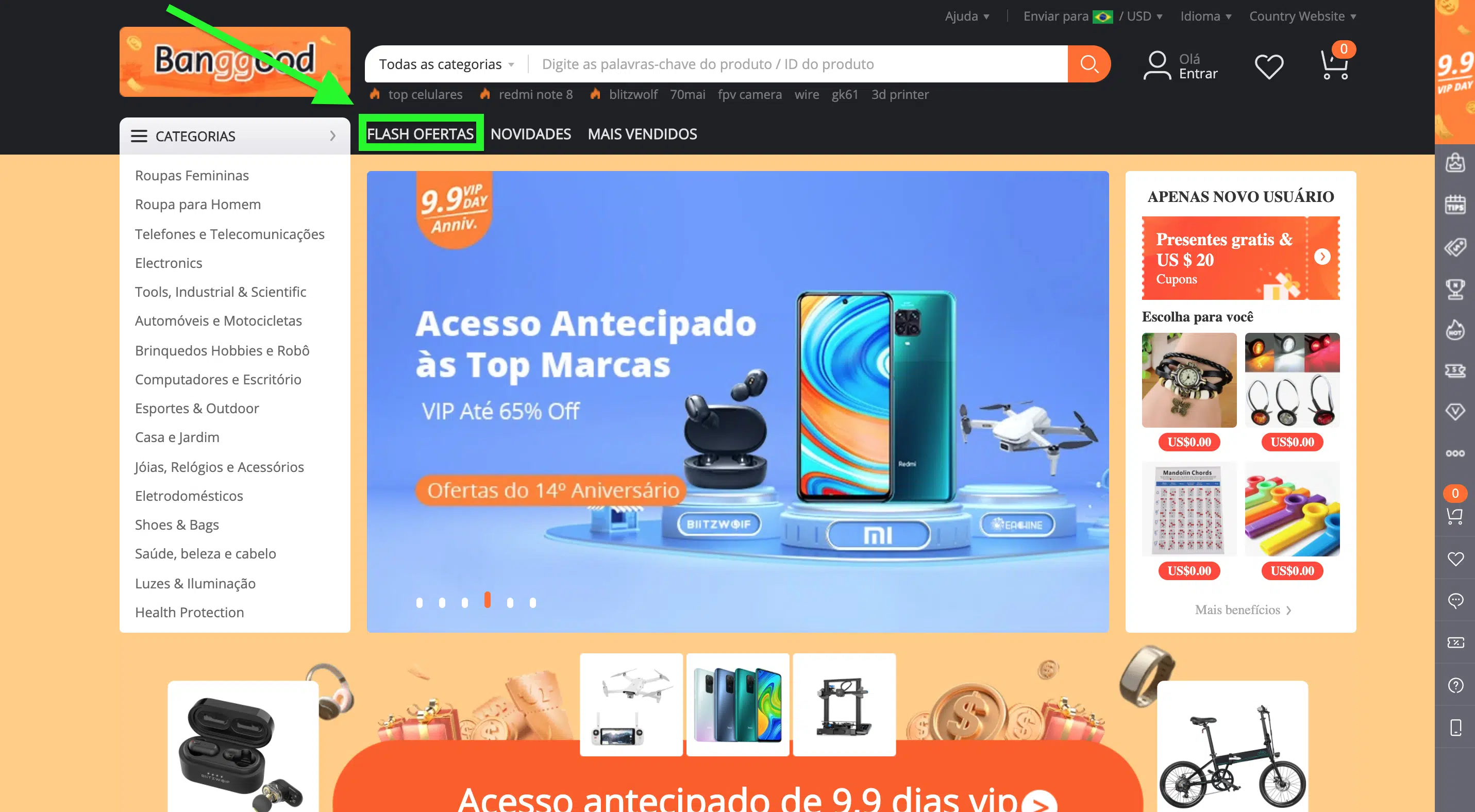 Captura de Tela do site BANGOOD | Flash Ofertas