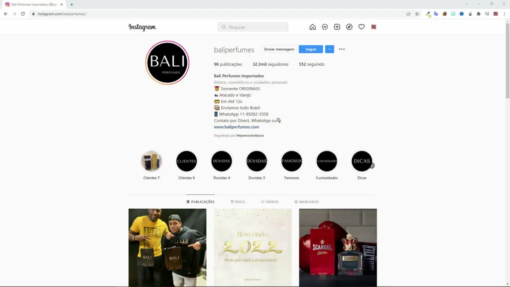 Onde comprar perfumes importados-Instagram do fornecedor @Baliperfumes